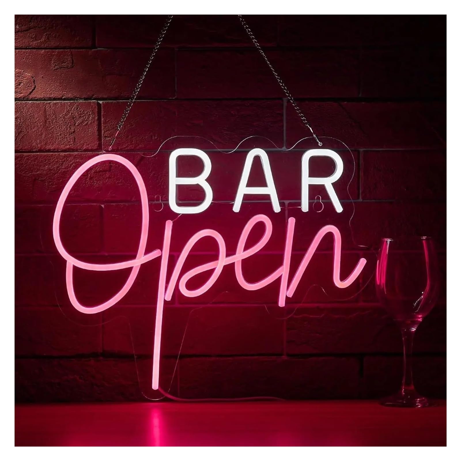 RONGCH Hanging Art Signs Bar is Open Neon Light for Beer Pub Restaurant Karaoke Business Window Opening Wall Decor Dimmable Sign Illuminated 38cmx29.06cm