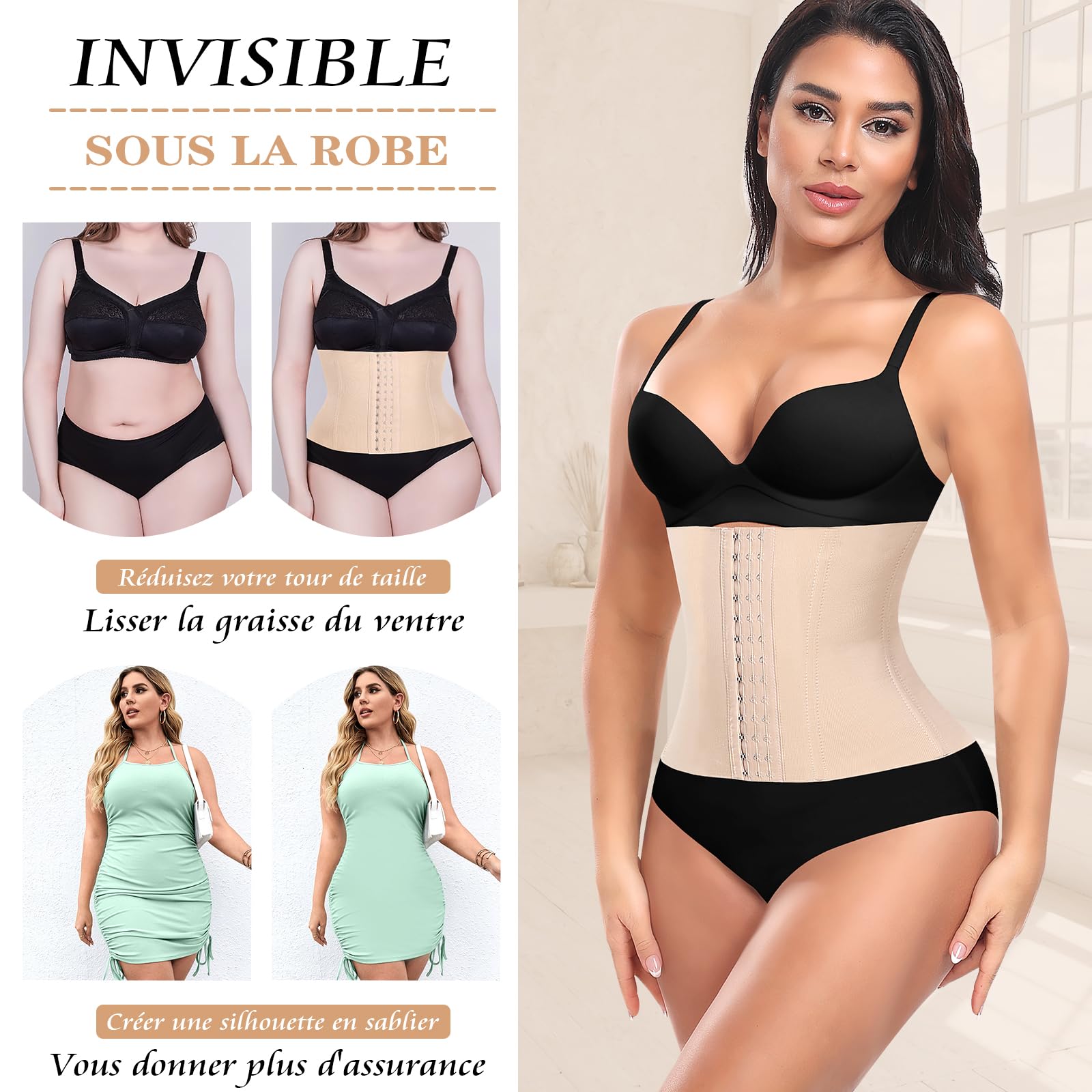 YARRCO Fascia Riduttore Donna Addome Modellatrice Corsetto Riduttore Dimagrante Waist Trainer Vita Fascia Postpartum Cintura Fascia Colombiana Corsetto