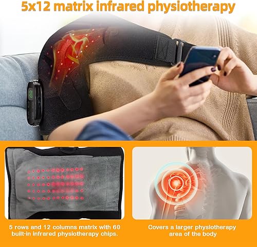 Miniatura 3 de Masaje inalámbrico con vibración, almohadilla térmica de hombro, masajeador de hombro para aliviar el dolor de tejido profundo, artritis,