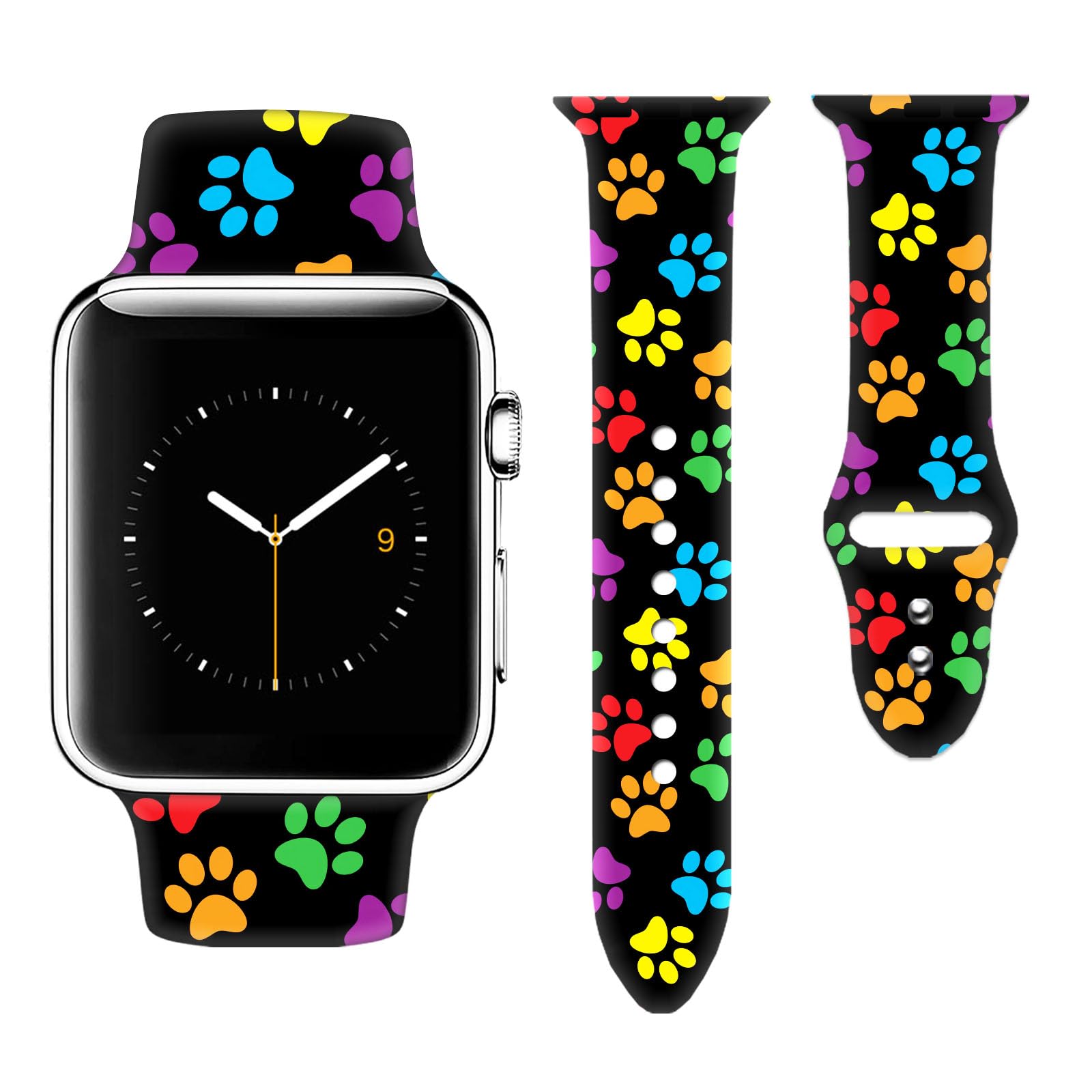 Sportowy pasek do zegarka kompatybilny z Apple Watch 38 mm, 40 mm, 41 mm, 42 mm, 44 mm, 45 mm, dla kobiet, mężczyzn, prezenty, regulowane, wymienne, miękkie silikonowe paski do smartwatcha do iWatch