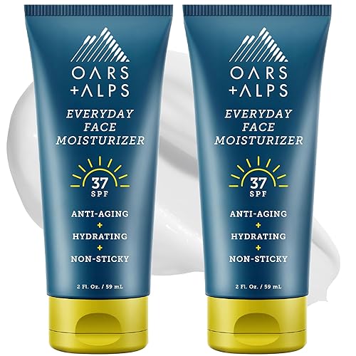 Oars + Alps Protector solar de viaje para cara y uso diario, protector solar facial y loción corporal antienvejecimiento SPF 37, infundido con ácido