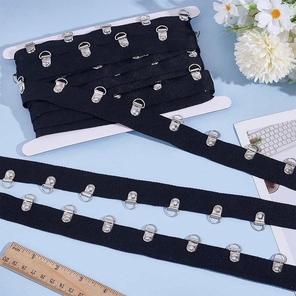 MAYJOYDIY 6 Yards Black Grommet Trim with D Rings 1.2inch Eyelet Grommet Tape Eyelet Trimming Ribbon Strip Twill Tape for Sewing Garment Corset Shirt Dress Skirt Decoration