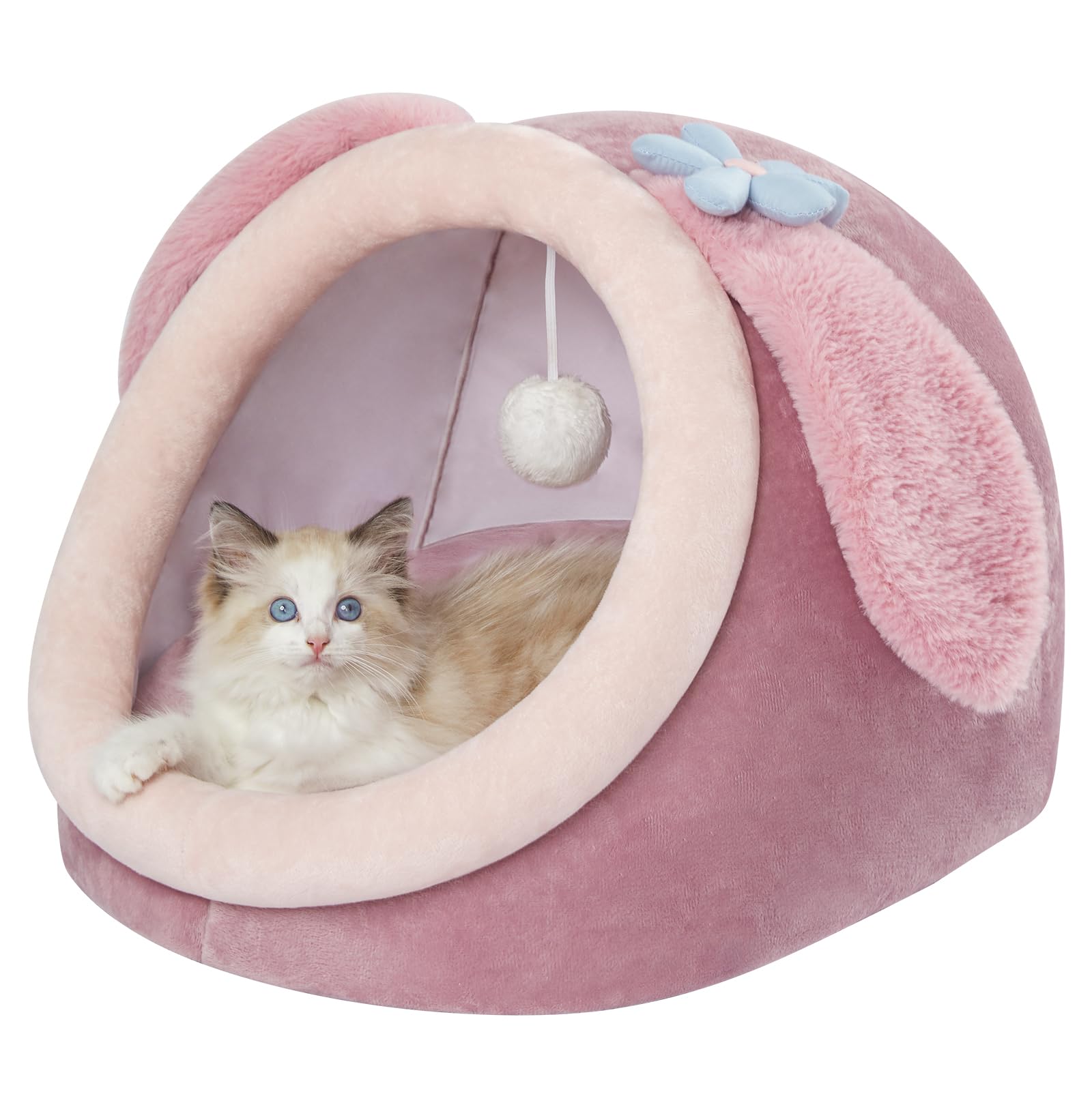 Lit chat M avec coussin lavable amovible et niche antidérapante Jiupety Mignon