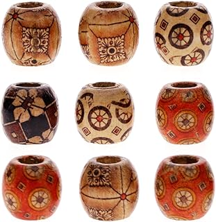 Keyzone Wholesale 100pcs 12mm Mixed Painted Drum Wood Spacer Beads Wooden Beads for DIY Jewelry Making Hair Accessories