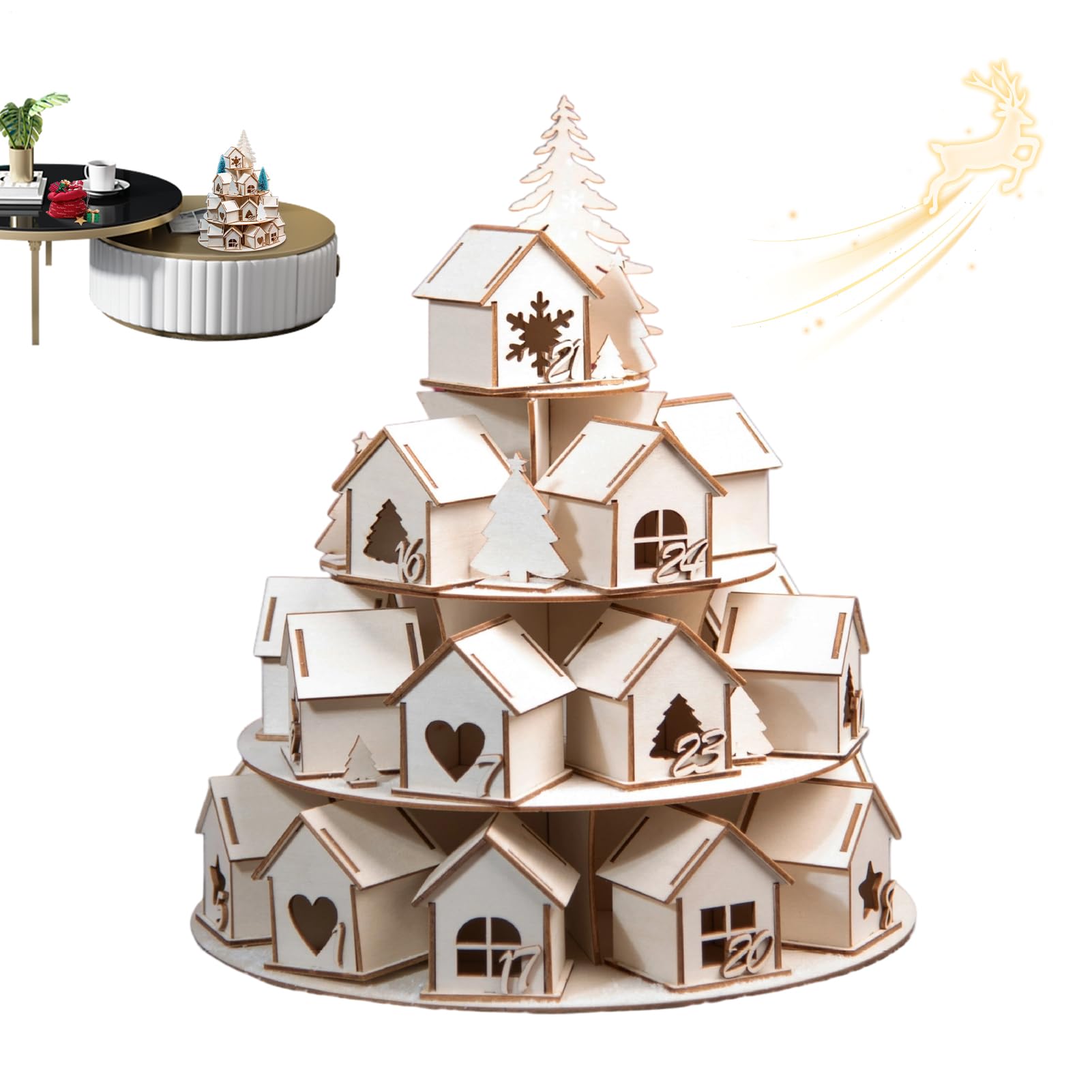 Weihnachts Adventskalender In Hausform Dekoration Für Advent Partys Und | Leerer Weihnachts-Adventskalender Haus zum Befüllen Für Kinder Mädchen Frauen Männer