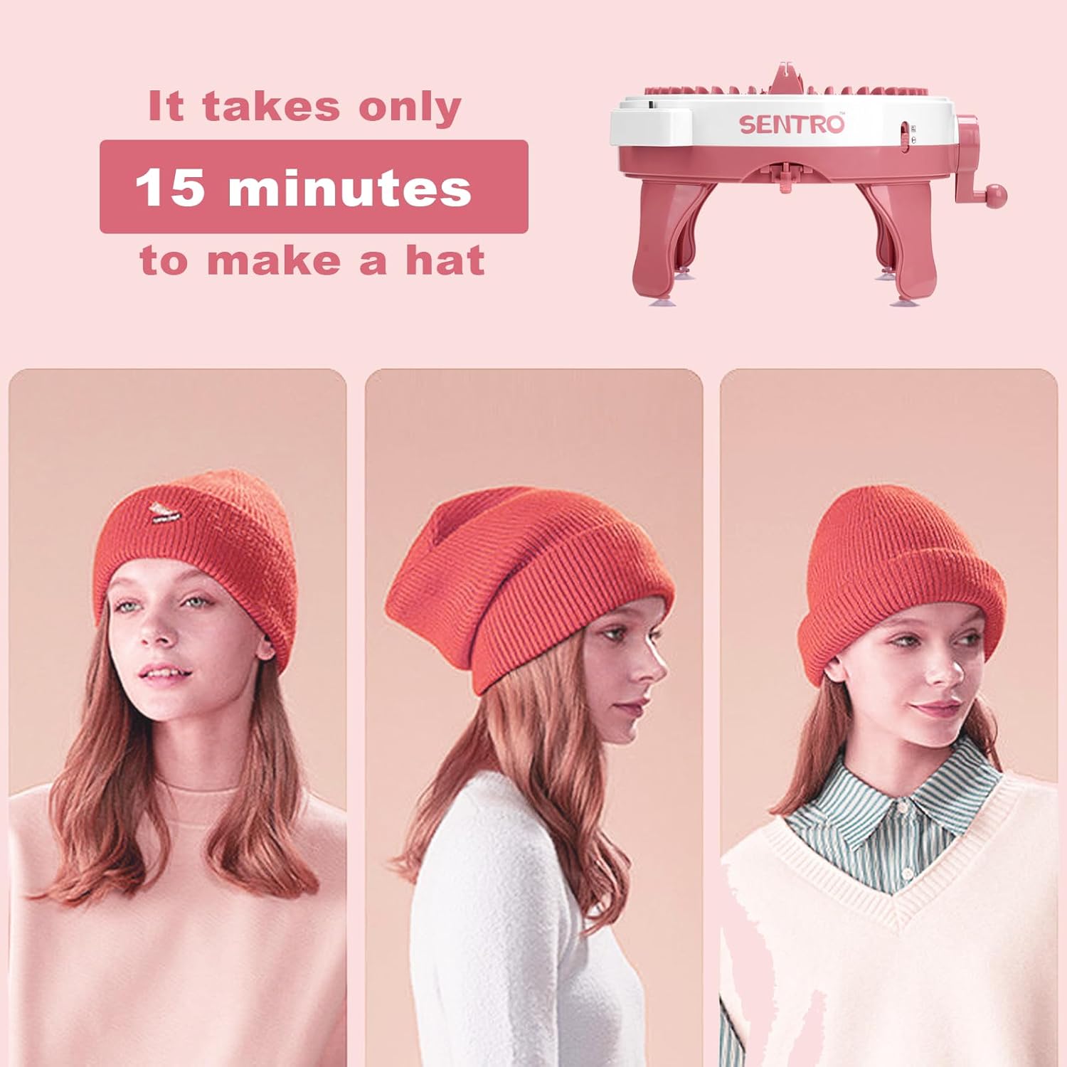 SENTRO Knitting Machine, Knitting Machine 48 Needles with Row Counter, Double Knitting Looms & Boards Kits, Smart Weaving Loom Knitting for Adults (with Wool)