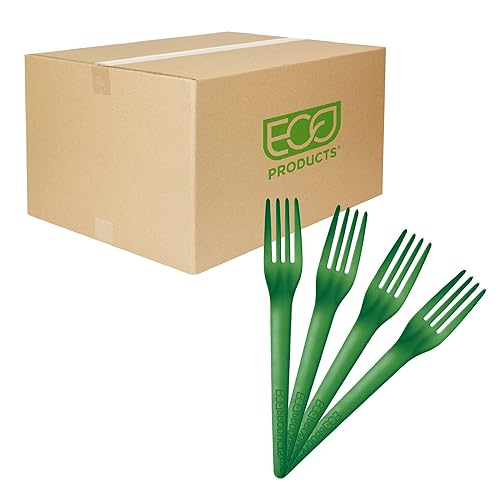 Miniatura 18 de Eco-Products - Tenedores de plástico compostables CPLA de 6 pulgadas, caja de 1000, tenedor blanco desechable, cubiertos de plantas, material