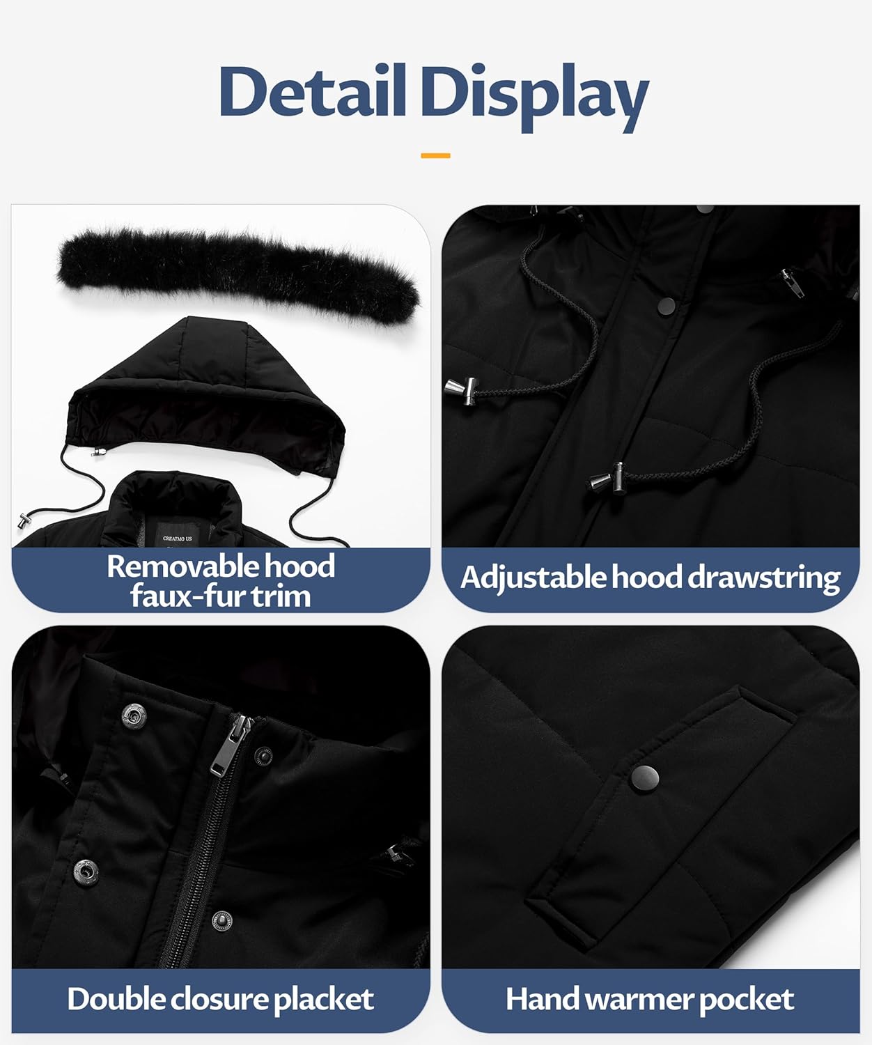 CREATMO US Women's Long Winter Coat Warm Waterproof Puffer Jacket Snow Quilted Bubble Parka with Hood - Image 6