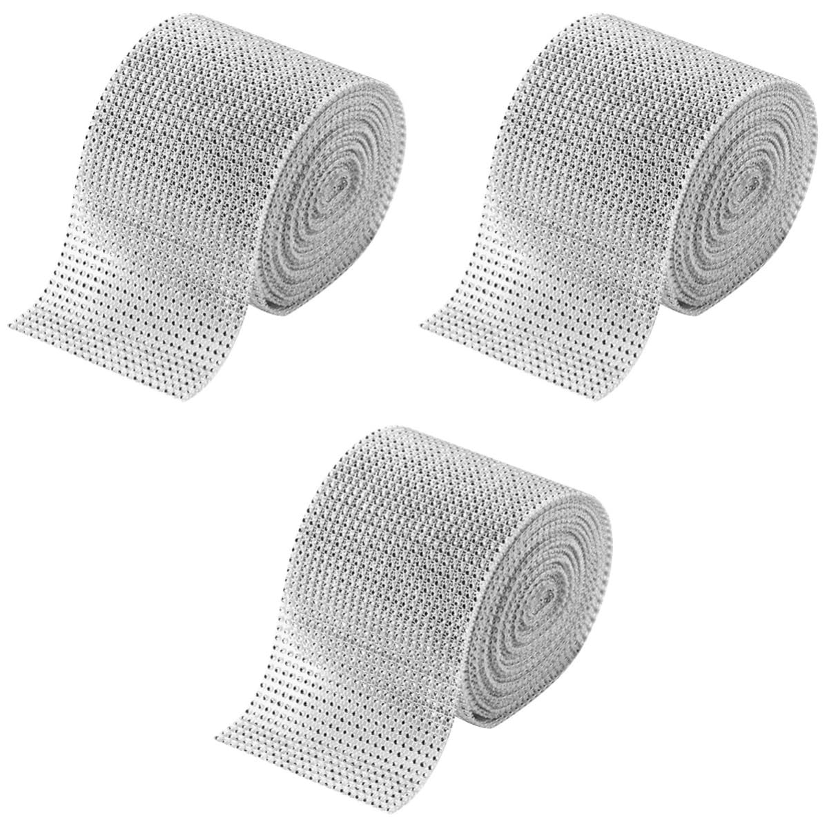 Amosfun 3 Rouleaux ruban strass décoratif accessoire bricolage decoration noel Ceinture ruban pour voiture de mariage etiquette autocollante Accessoires de costumes bordure en strass