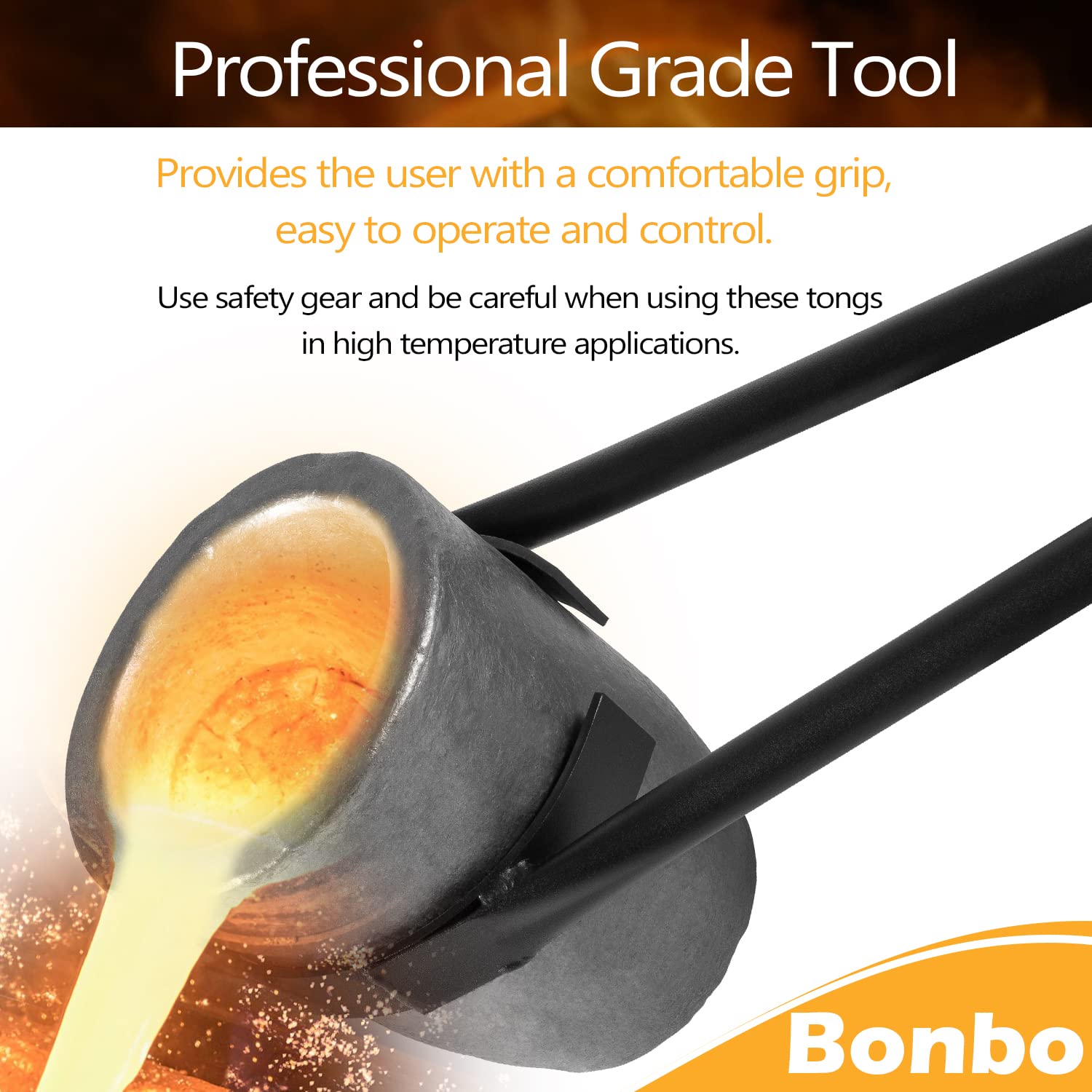 Bonbo Pince universelle robuste de 66 cm pour fonderie, creuset, support de creuset, pince universelle pour manipuler les creusets de raffinerie en graphite pour fondre, mouler, affiner l'or,