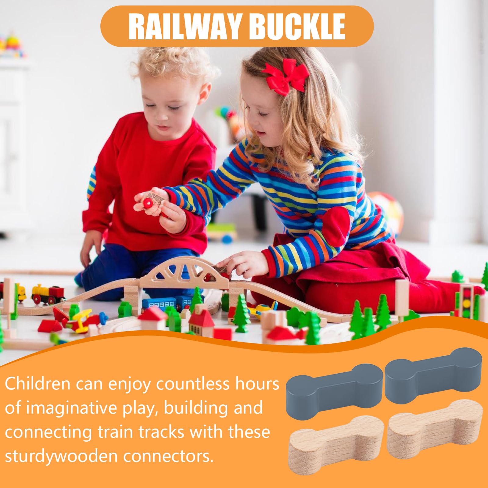 20 sztuk łączników torowych drewnianych kolejek, Rail Connection Wood Track, łączniki szynowe, drewniane szyny
