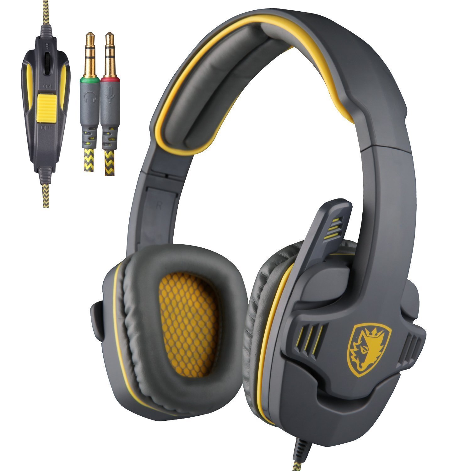 SA-708 Stereo 3.5mm Gaming Headset Headphone with Microphone (Yellow/Gray)