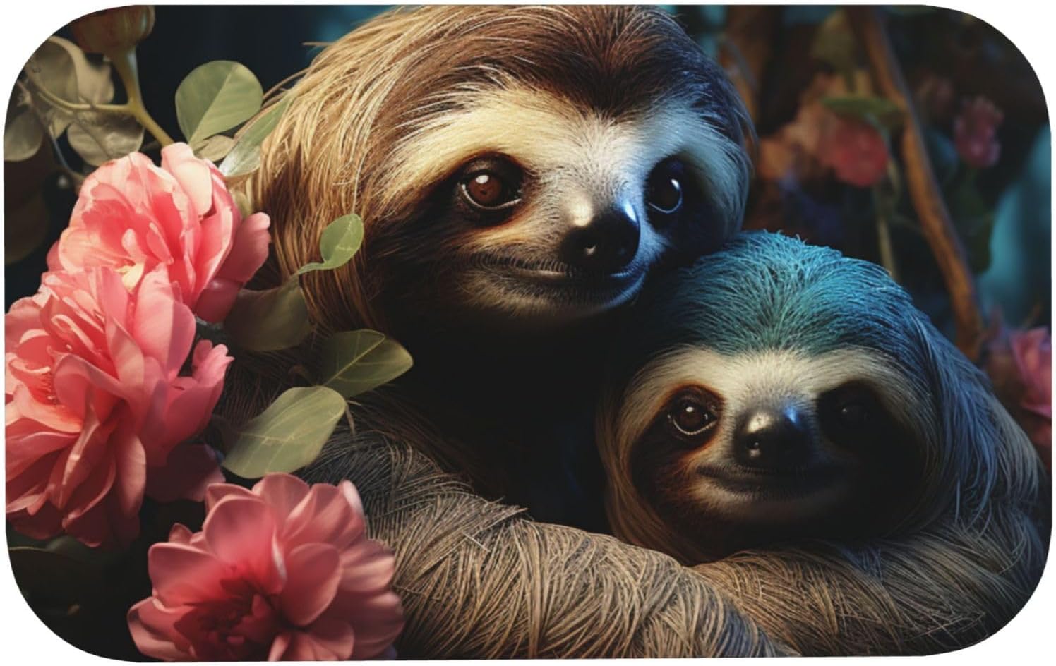 Stone Bath Mats A Sloth and a Baby Sloth Diatomaceous Earth Bath Mat Super Absorbent Bathroom Floor Mat Quick Drying Diatomite Shower Mat for Shower Bathtub Bathroom Accessory 19.7x31.5in