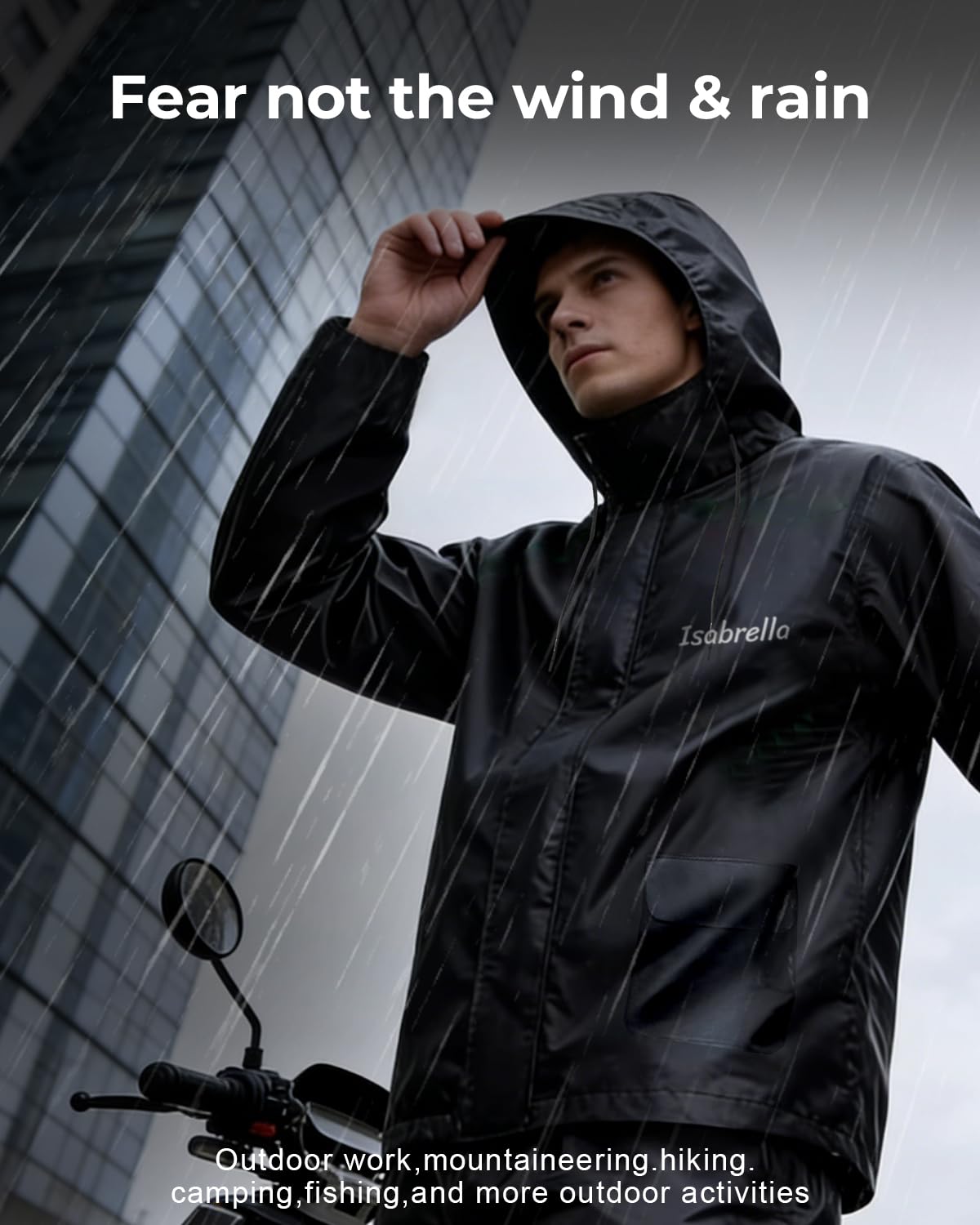ISABRELLA Raincoat for Men Waterproof, Heavy Duty Rain Suit with Reflective Strips, Breathable and Durable Rain Jacket and Pants Set for Motorcycle, Fishing, Hiking and Outdoor Work (XL) 4