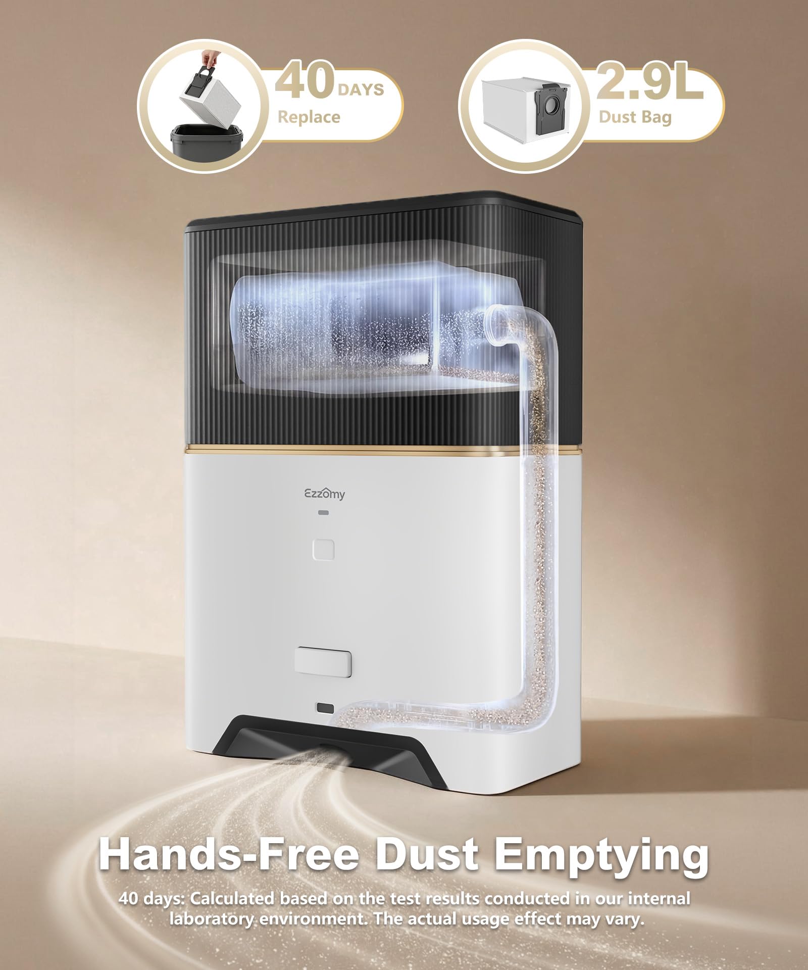 Touchless Vacuum Automatic Dustpan, Bagged Design with Replaceable Dust Bags, Up to 3-Month No Cleaning, 26,000Pa Powerful Suction, One-Touch Auto & Manual Mode for Pet Hair Kitchen & Salon - 3