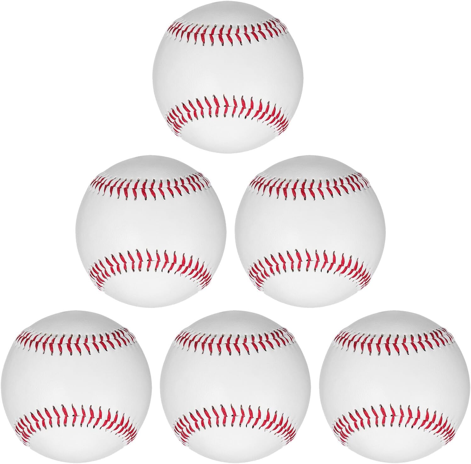 INOOMP 6pcs Baseball Training Balls with PVC and Wood Chip Core, High Bounce Practice Baseballs for Pitching Machine, Hitting, Batting, and Fielding Training and Adults