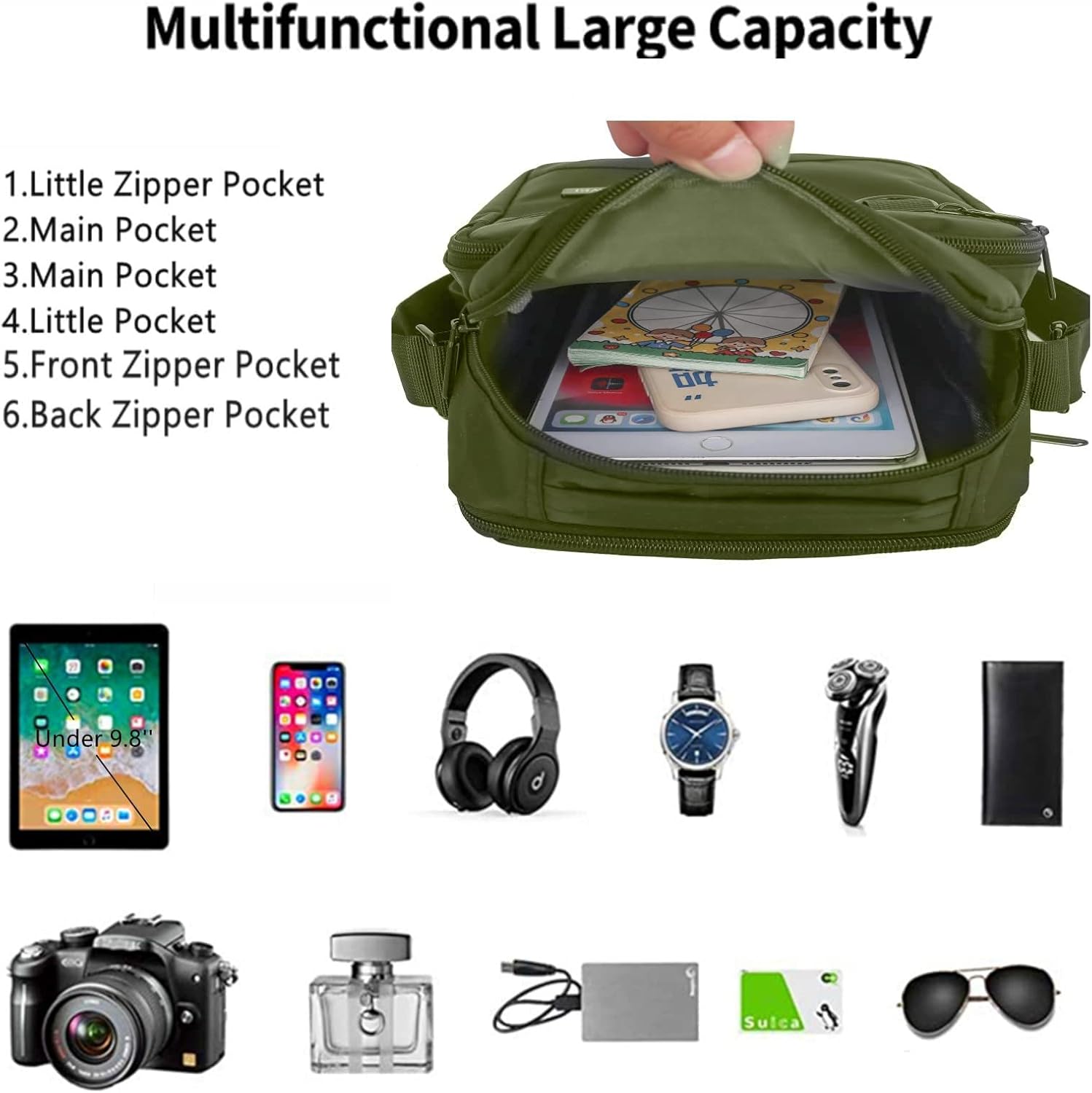 BIMMI Waterproof Messenger Bag for Men, Small Crossbody Shoulder Bag, Lightweight Casual Purse for Work Travel