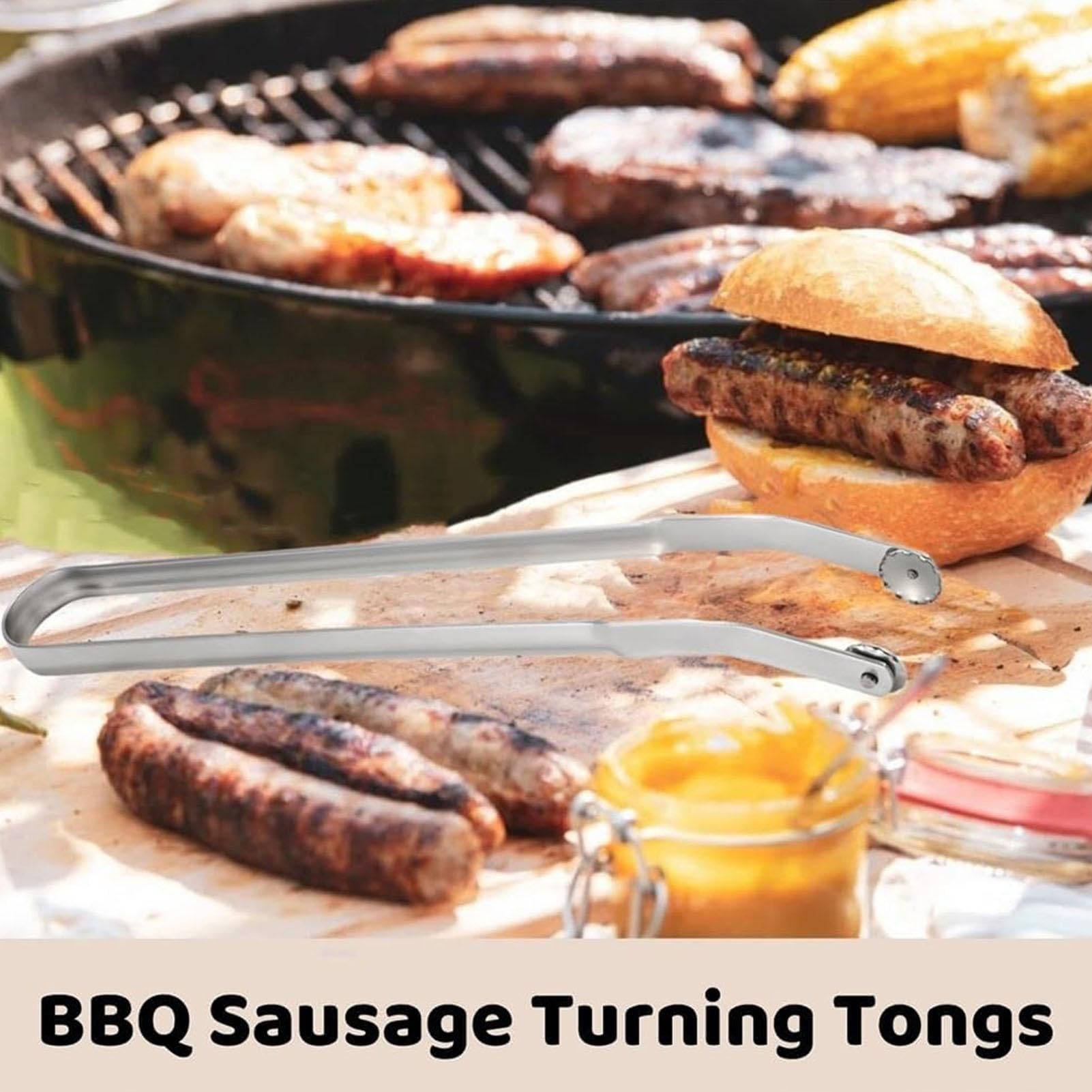 BBQ worstjes, draaitang, grilltang, draaibaar, 38 cm, worst, grilltang