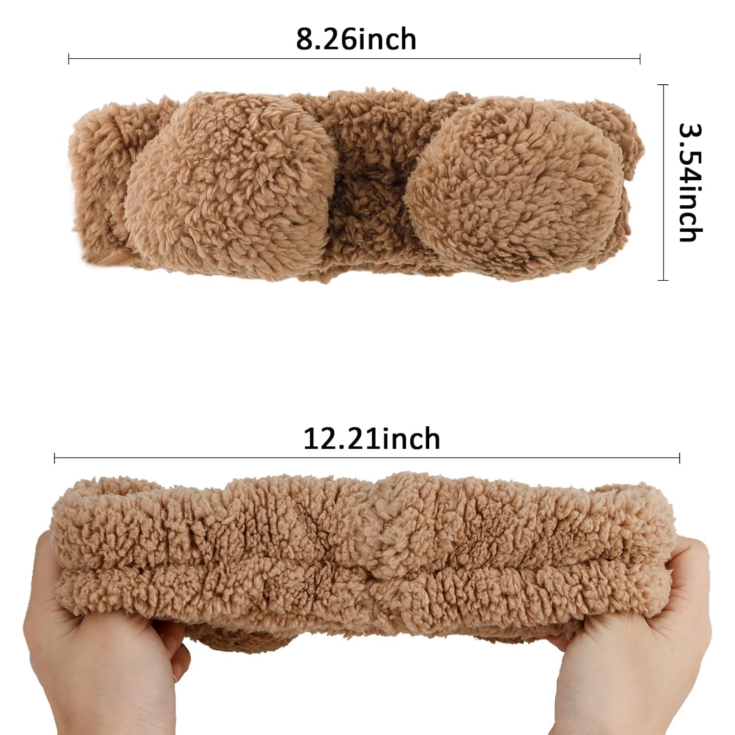 2 Pcs Bear Ears Skincare Headbands for Makeup Spa, Face Wash - Brown Elastic Facial Headband (Dark brown bear headband set, Standard) - Image 2