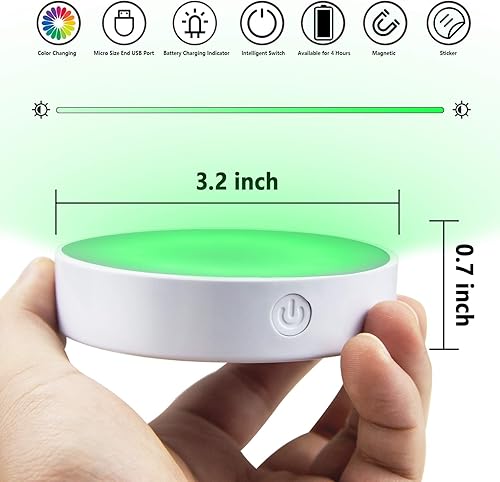 Miniatura 2 de LAVAED Paquete de 4 luces RGB+W de 16 colores cambiantes con control remoto, 12 luces LED regulables, luces de armario de 600 mAh USB recargables