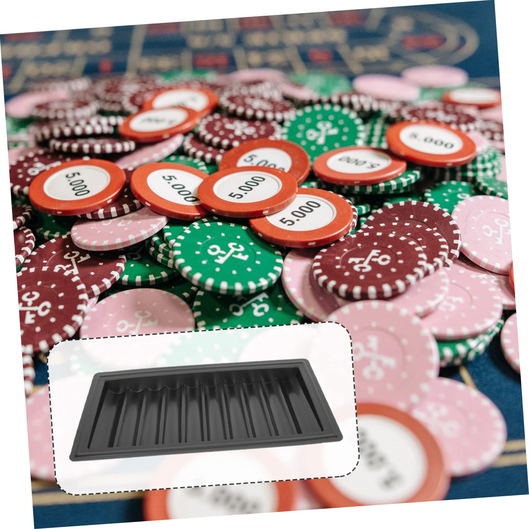 Poker Zubehör Pokerchip Tablett aus Kunststoff Leichter Schwarzer Chipbehälter mit Glatter Oberfläche Wiederverwendbarer Organizer und Spielzubehör