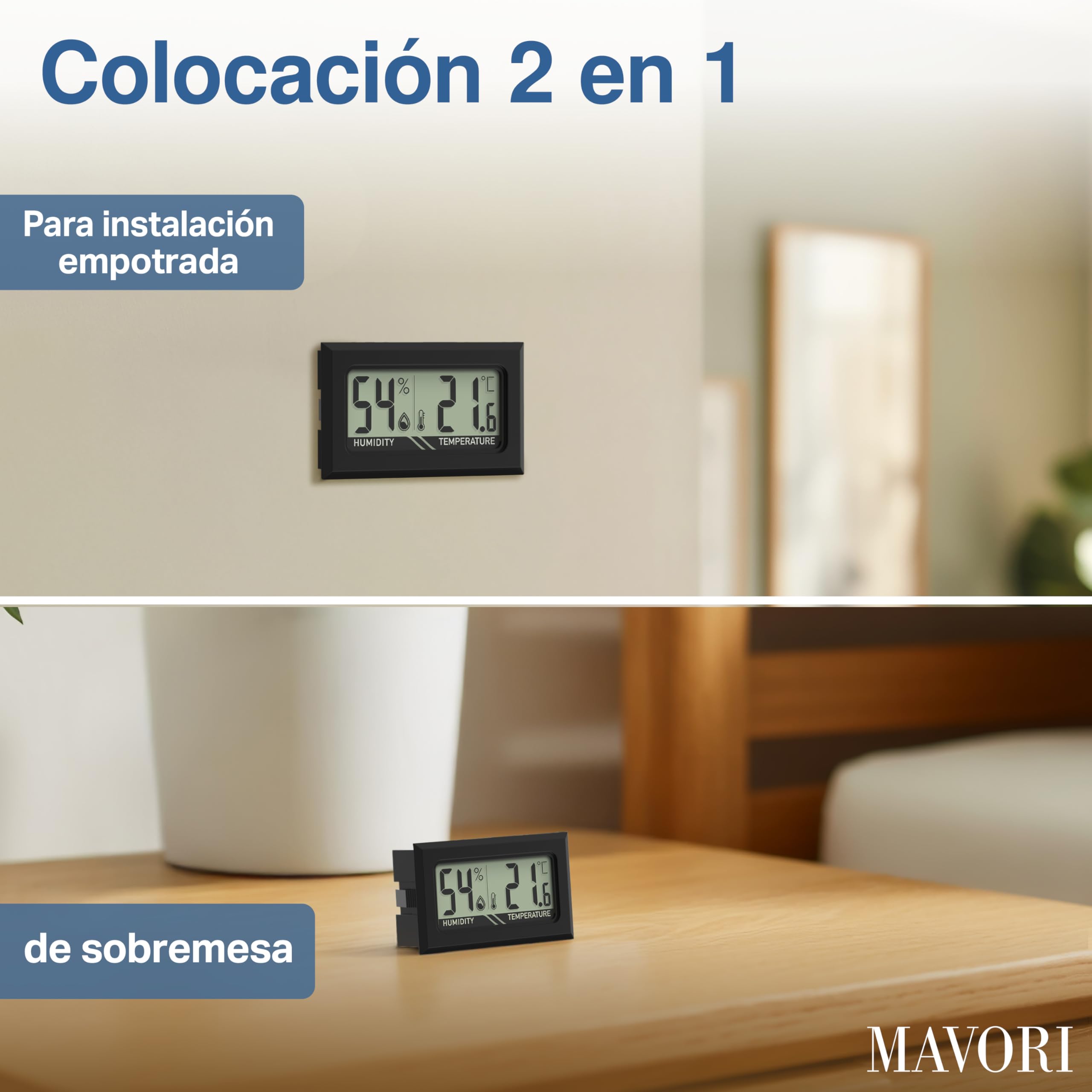 8 x Termohigrómetro mini digital - Medidor de temperatura y humedad 2 en 1 - Mini termómetro e hidrómetro de humedad digital - Lecturas precisas - Incluye pilas