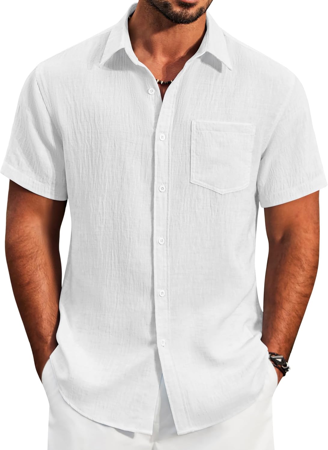 COOFANDY Mens Casual Button Down Shirt Lightweight Untucked Short Sleeve for Men