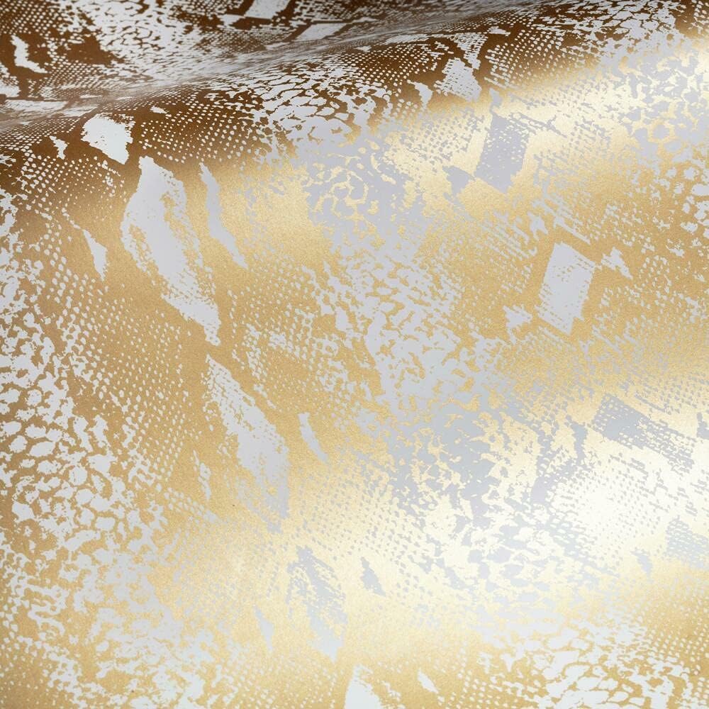 RoomMates RMK10693WP Metallic Gold Snake Skin Peel and Stick Wallpaper