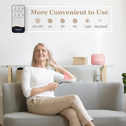 Miniatura 18 de Homeweeks Difusor de aceite esencial, difusor silencioso de aromaterapia para aceites esenciales, difusor de aceite ultrasónico de grano de madera