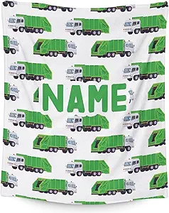 Mercuryelf Custom Garbage Truck Blanket Gift - 40x50 Inches Modern Throw Blankets for Boys - White Soft, Fuzzy & Warm Throws for Travel, Office