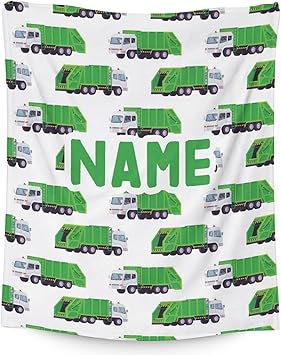 Mercuryelf Custom Garbage Truck Blanket Gift - 40x50 Inches Modern Throw Blankets for Boys - White Soft, Fuzzy & Warm Throws for Travel, Office