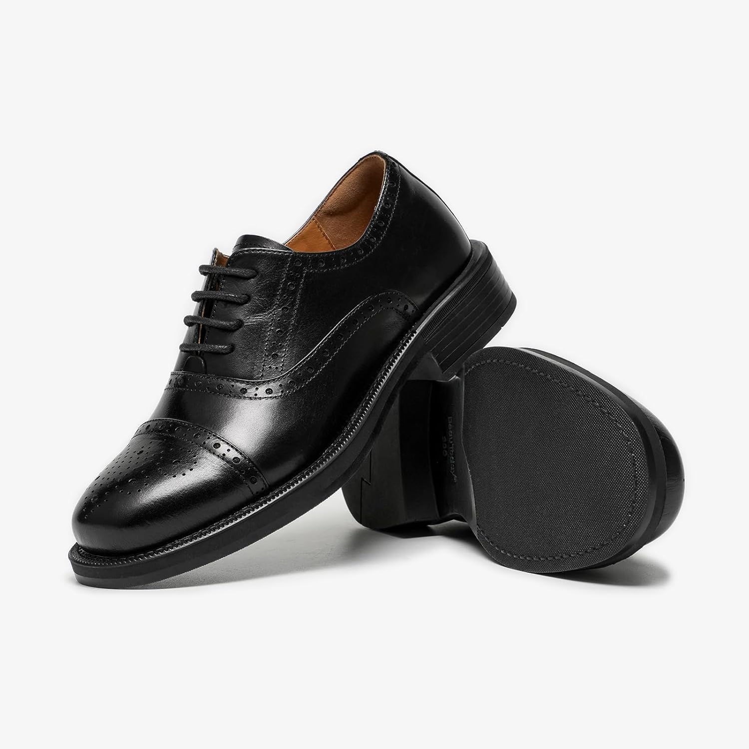 BEAU TODAY Women's Oxfords, Brogues Dress Shoes, Leather Lace-Up Oxfords for Women, Comfortable Formal Cap Toe Business Casual Non Slip Office Driving Oxfords Shoes - Image 7