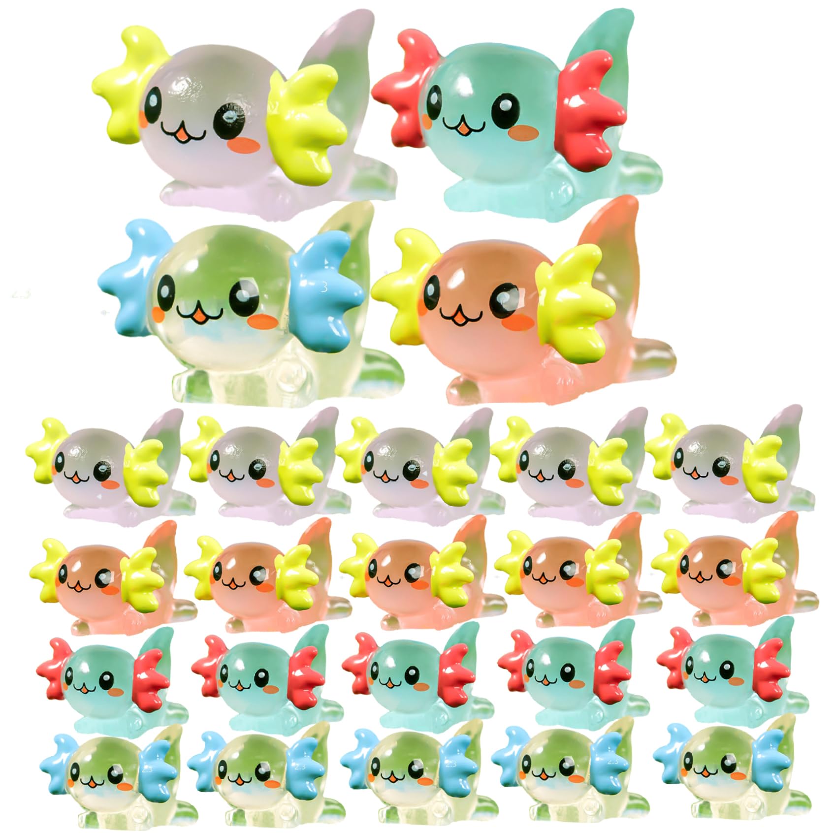 24 Figurines Axolotls En Résine Lumineuses - 8 Couleurs - Pour Décoration Maison Et Jardin - Brillent Dans Le Noir