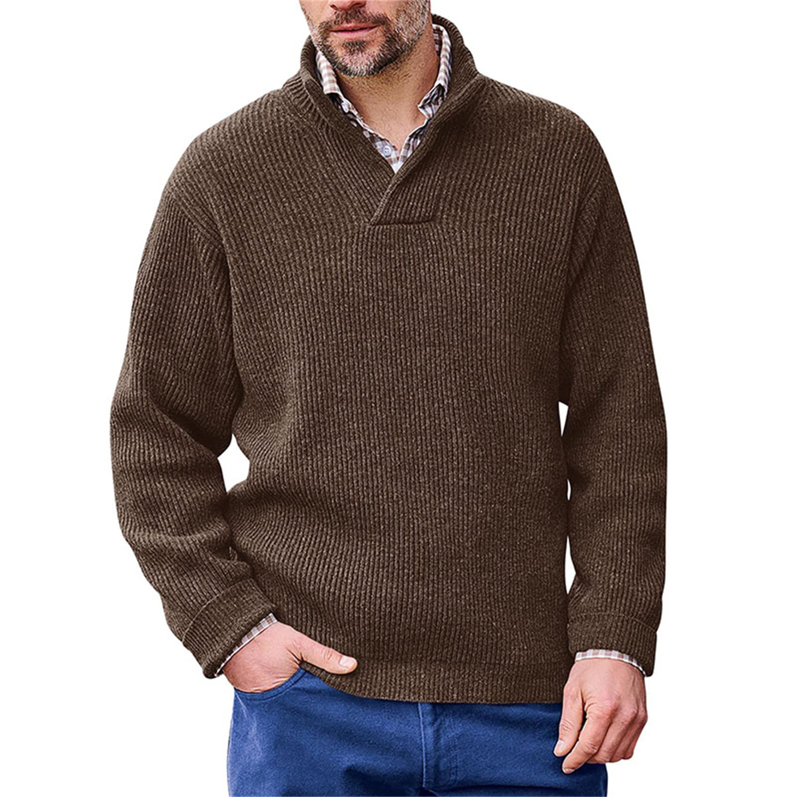 Maglione da Uomo a Collo Alto in Tinta Unita a Collo Alto a Maniche Lunghe Maglieria da Uomo a Collo Alto in Tinta Unita alla Moda