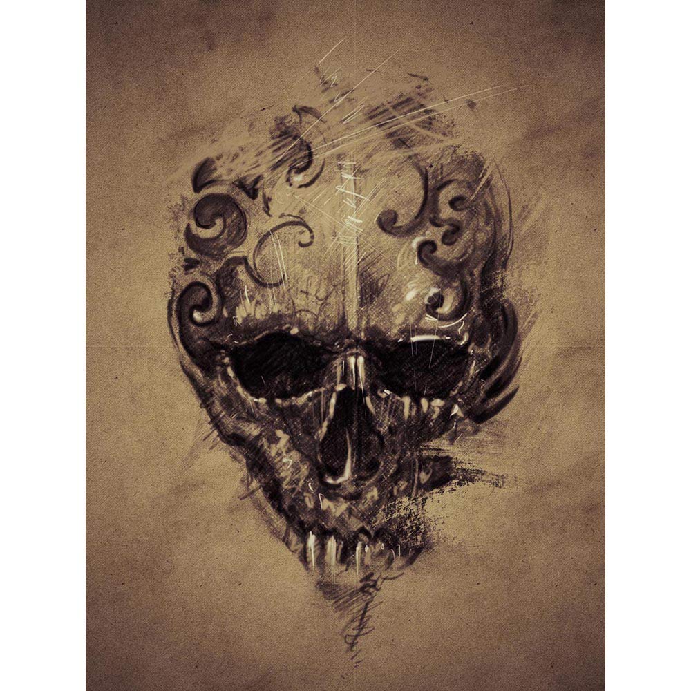 Wee Blue Coo Painting Drawing Tattoo Creepy Skull Gothic Grunge Art Print Poster Wall Decor 12X16 Inch