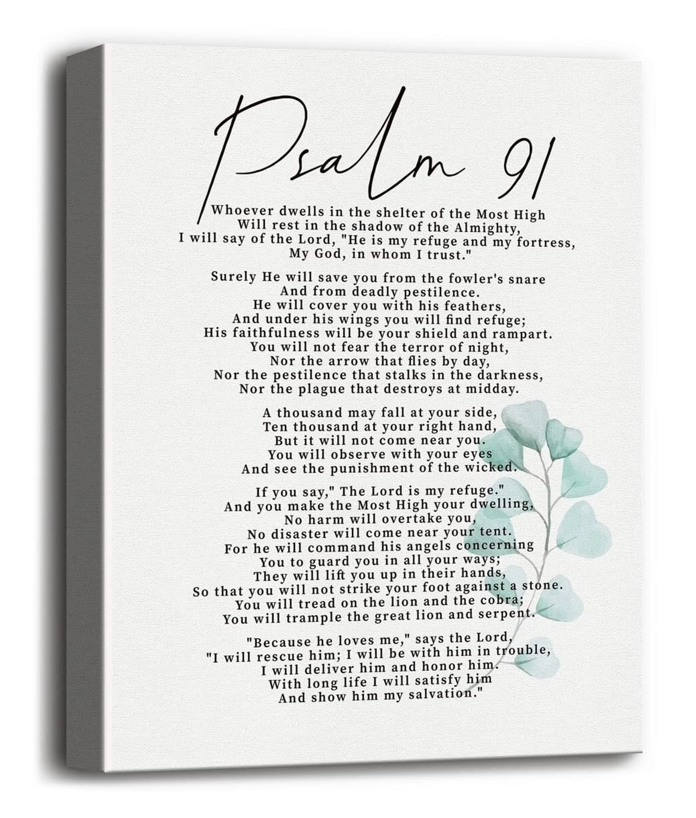HGETJOHXEM Bible Verse Psalm 91 Art Print - Inspirational Christian Wall Decor for Bedroom, Office, Faith Affirmation​(Unframed,12x18inch(30x45cm))
