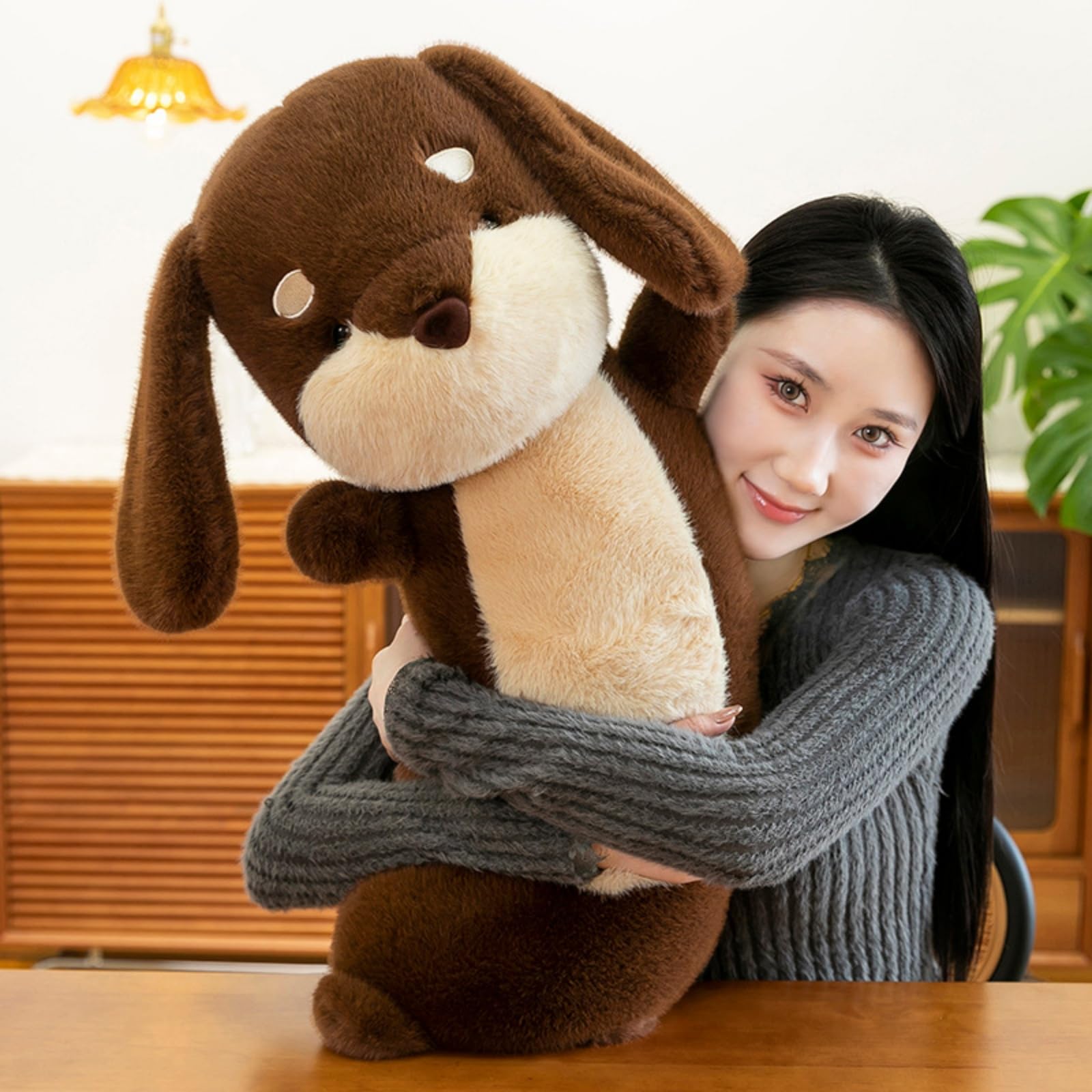 champracer Kuscheltier Hund Dackel schwarz-braun Plüsch Hund Simuliertes Dackel Hund Plüschtier Flauschige und Weiches Geschenke für Kinder Jungen Mädchen (80cm,Schwarz)