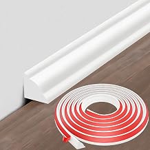 Peel and Stick Flexible TPE Wall Molding Trim, 1/2 in x 16.4 Ft Self-Adhesive Baseboard for Wall Corner, Countertop, Window Sill Gap Filling & Seam Cover