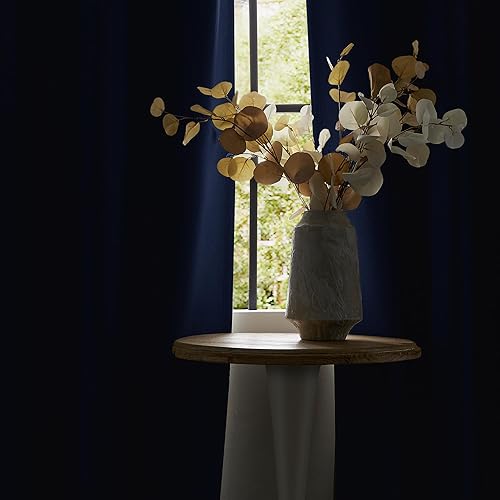 Miniatura 47 de ChrisDowa Cortinas 100% opacas de abedul liso de 96 pulgadas de largo, 2 paneles para dormitorio, sala de estar, oscurecimiento de la habitación de