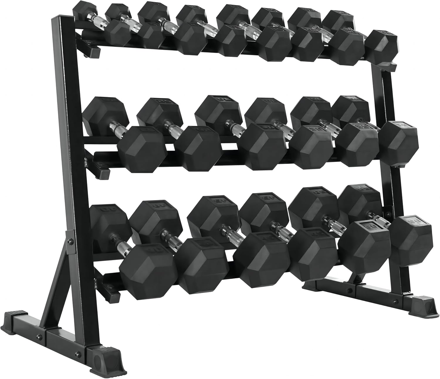 350LB 450LB 550LBS Rubber Hex Dumbbell Sets with Rack for Home Gym, 5-50LB Dumbbell Sets Coated Hand Weights for Strength Training, Workouts