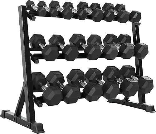 Miniatura 9 de 350LB 450LB 550LBS Rubber Hex Dumbbell Sets with Rack for Home Gym, 5-50LB Dumbbell Sets Coated Hand Weights for Strength Training, Workouts