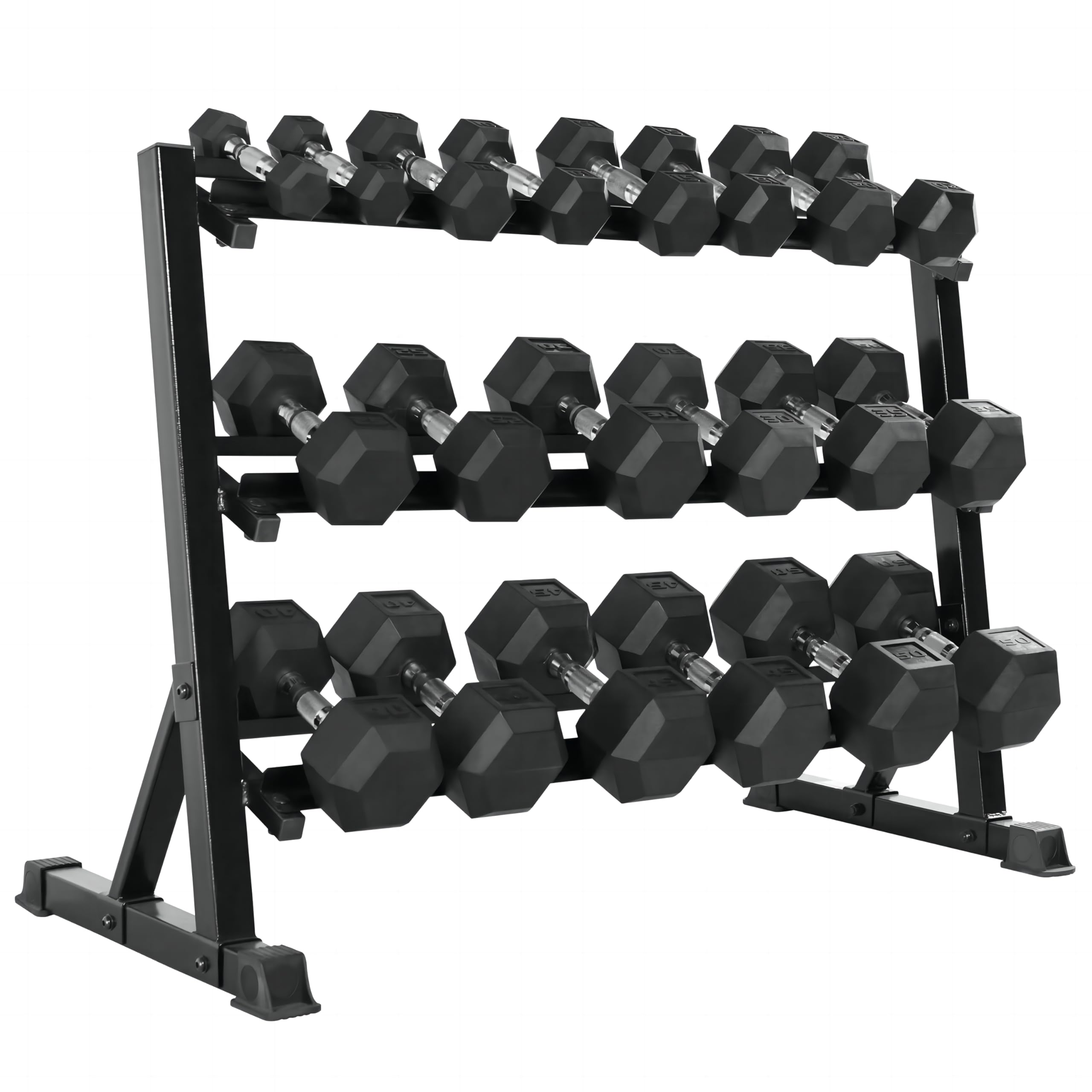 Ritaifer Rubber Hex Dumbbells with Rack 350/450/550 LBS - Free Weights Dumbbell Set Home Gym Equipment Exercise & Fitness Dumbbells for Strength