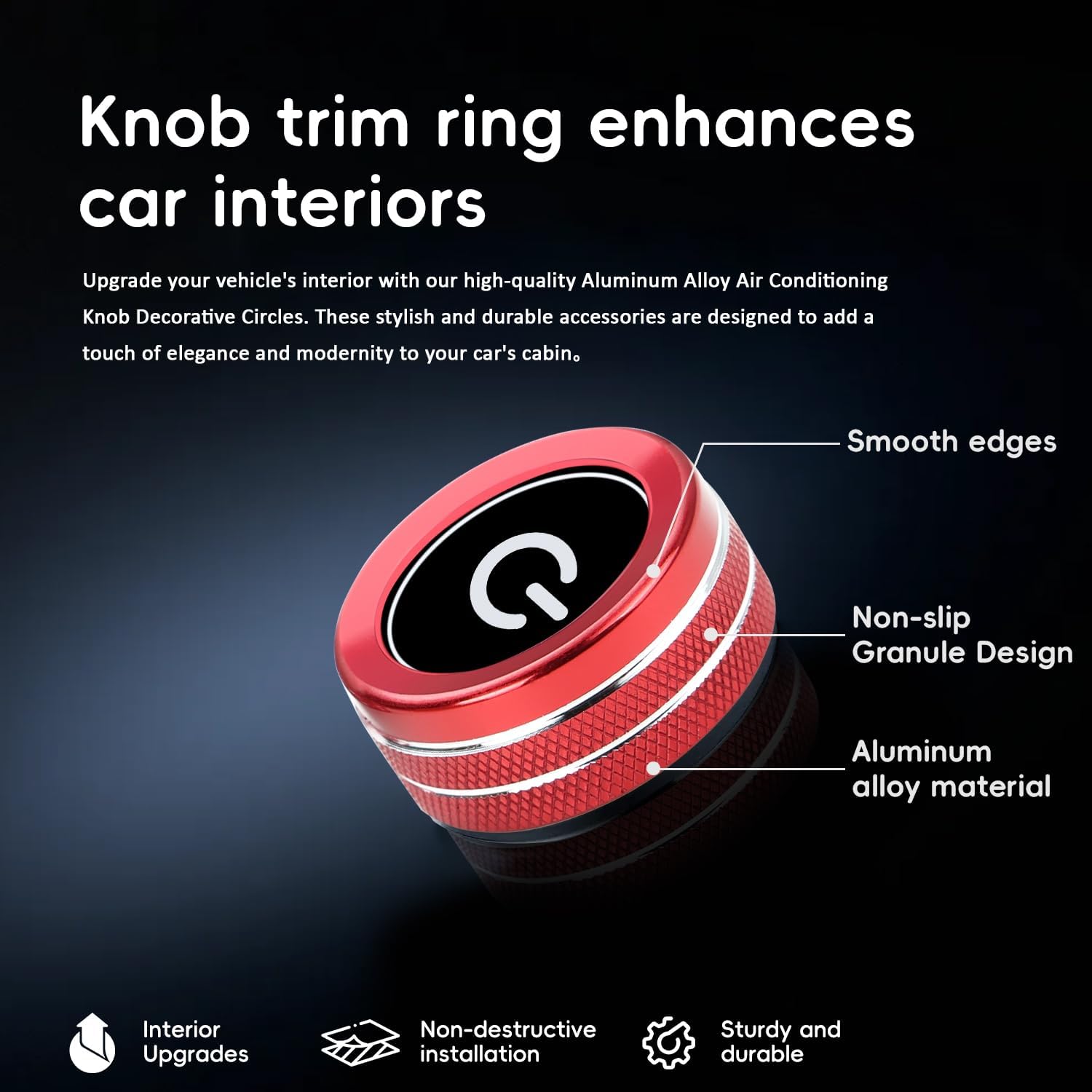 Auovo Radio Knob Covers Compatible with Volkswagen VW Accessories Tiguan Taos Jetta Atlas Arteon Golf Aluminum Alloy Audio Knob Cover Audio Volume Button Ring (Red, 2pcs)