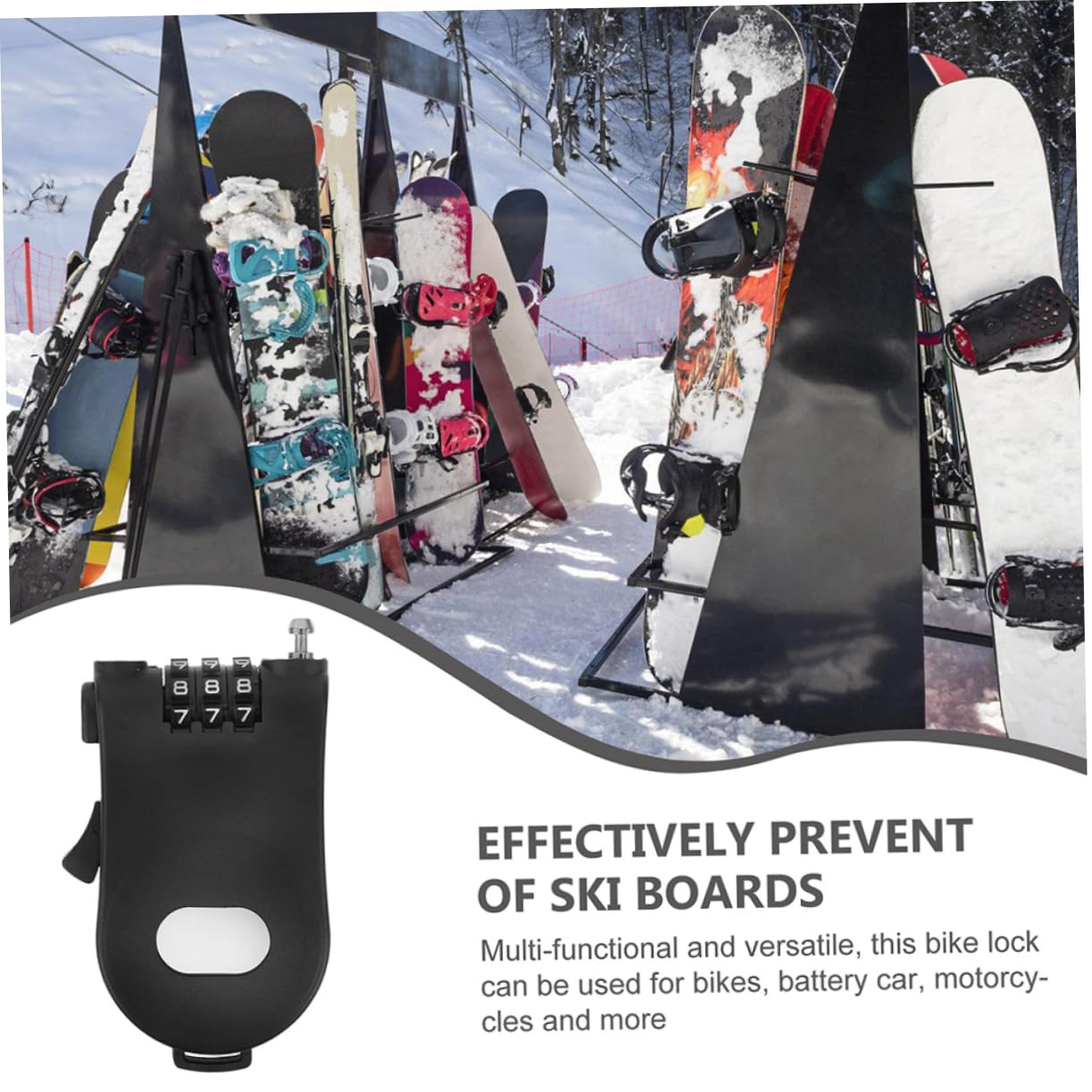 Sosoport 8pièces Serrure Antivol De Vélo Câble Rétractable Sécurisé Pour Ski Et Équipements Sportifs Fiable Et Pratique Le Vol