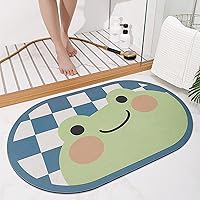 Vista 1 de Tapete de entrada súper absorbente, cojines antideslizantes de secado rápido con dibujos animados, tapetes absorbentes para inodoro, cojines de Rana