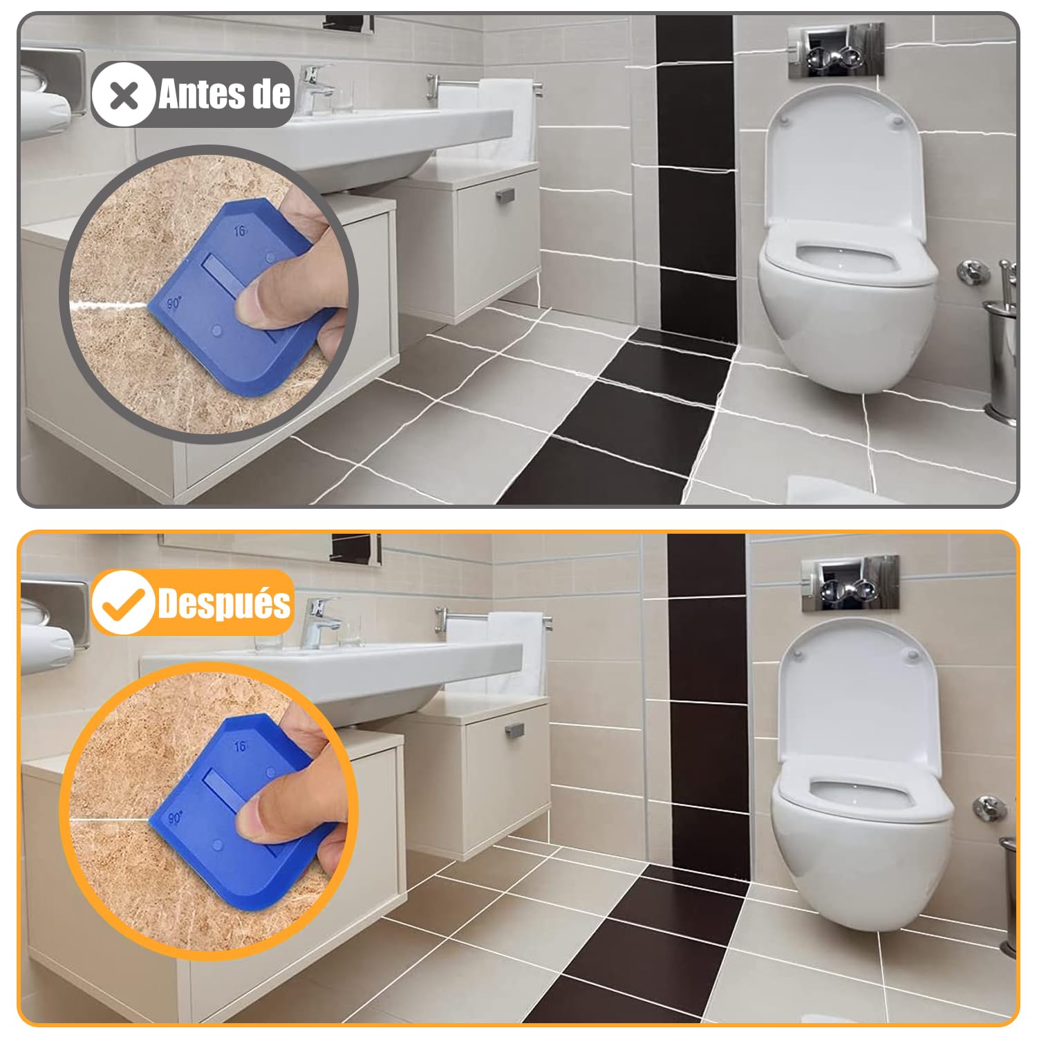 FOLAI Spatola per Silicone Raschietto Togli Silicone Spatole per Silicone Calafataggio Flex Kit Silicone 3 in 1 Spatola Silicone Sigillante Professionale con Grout Remove per Bagno,Cucina,Pavimento…