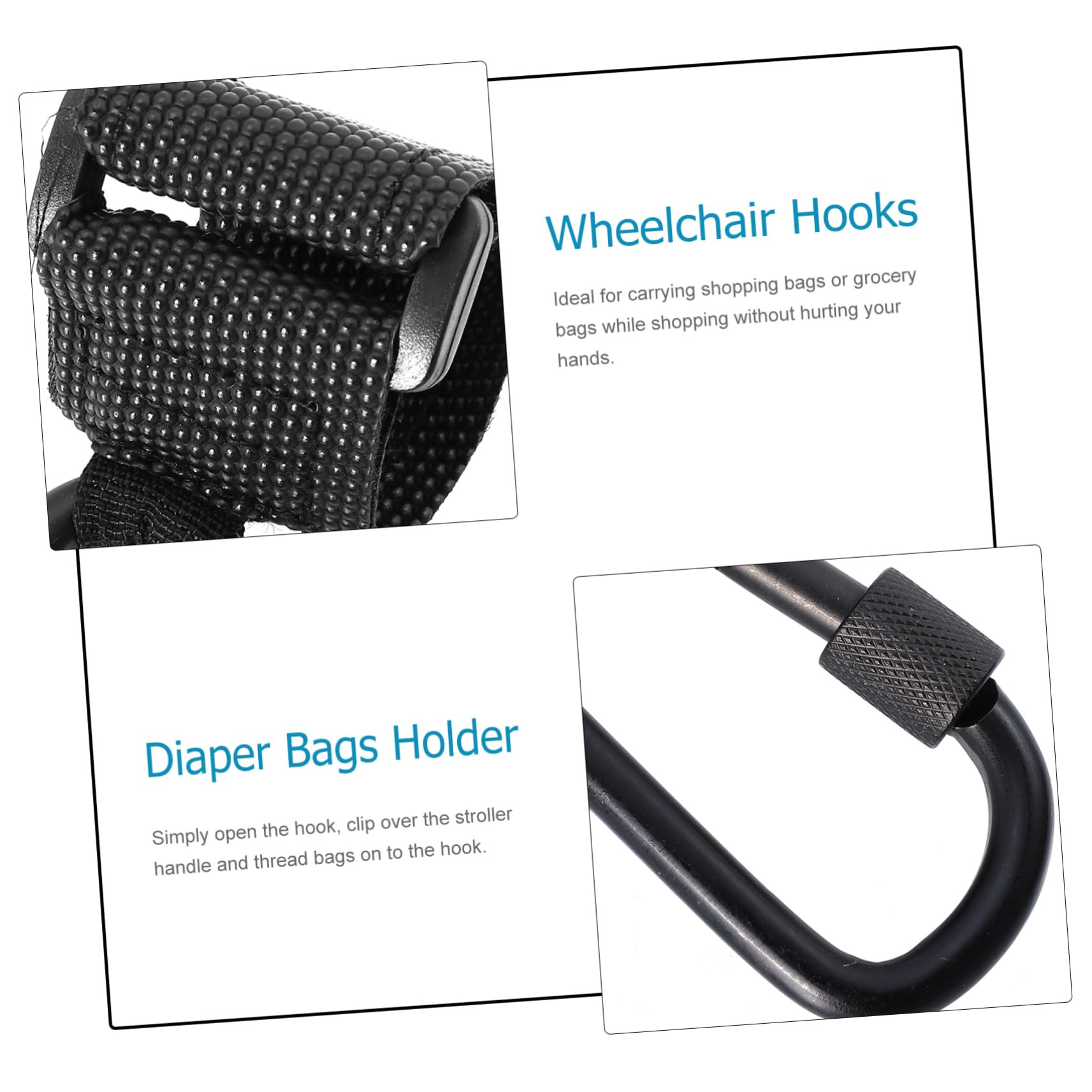 Yardwe 14 Piezas Ganchos para Cochecito Antideslizantes Colgadores Resistentes para Bolsas Carrito Soporte Seguro para Bolsas de Viaje y Compras