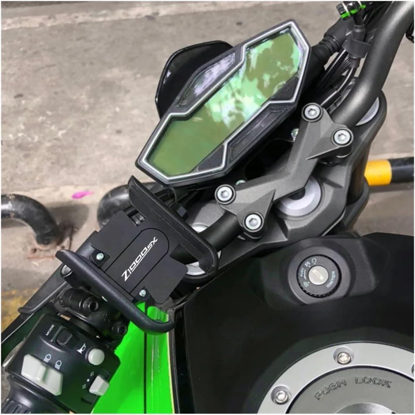 Motorcycle Accessories Handlebar Mobile Phone Holder Moto GPS Stand Bracket for Z1000 Z 1000 All Years(Black)