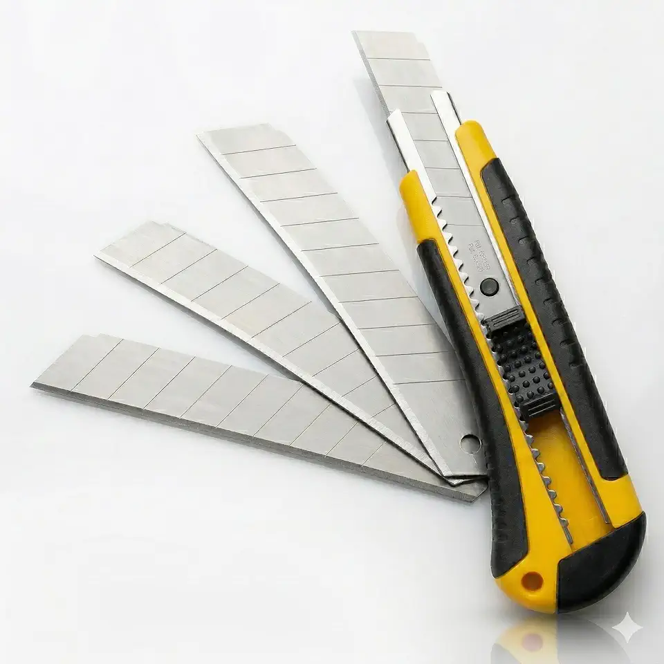 Kit Estilete Profissional Retrátil com 3 Lâminas Refil, Multiuso, Alta Precisão, Seguro e Ergonômico, Ideal para Construção, Faça você mesmo e Uso Diário