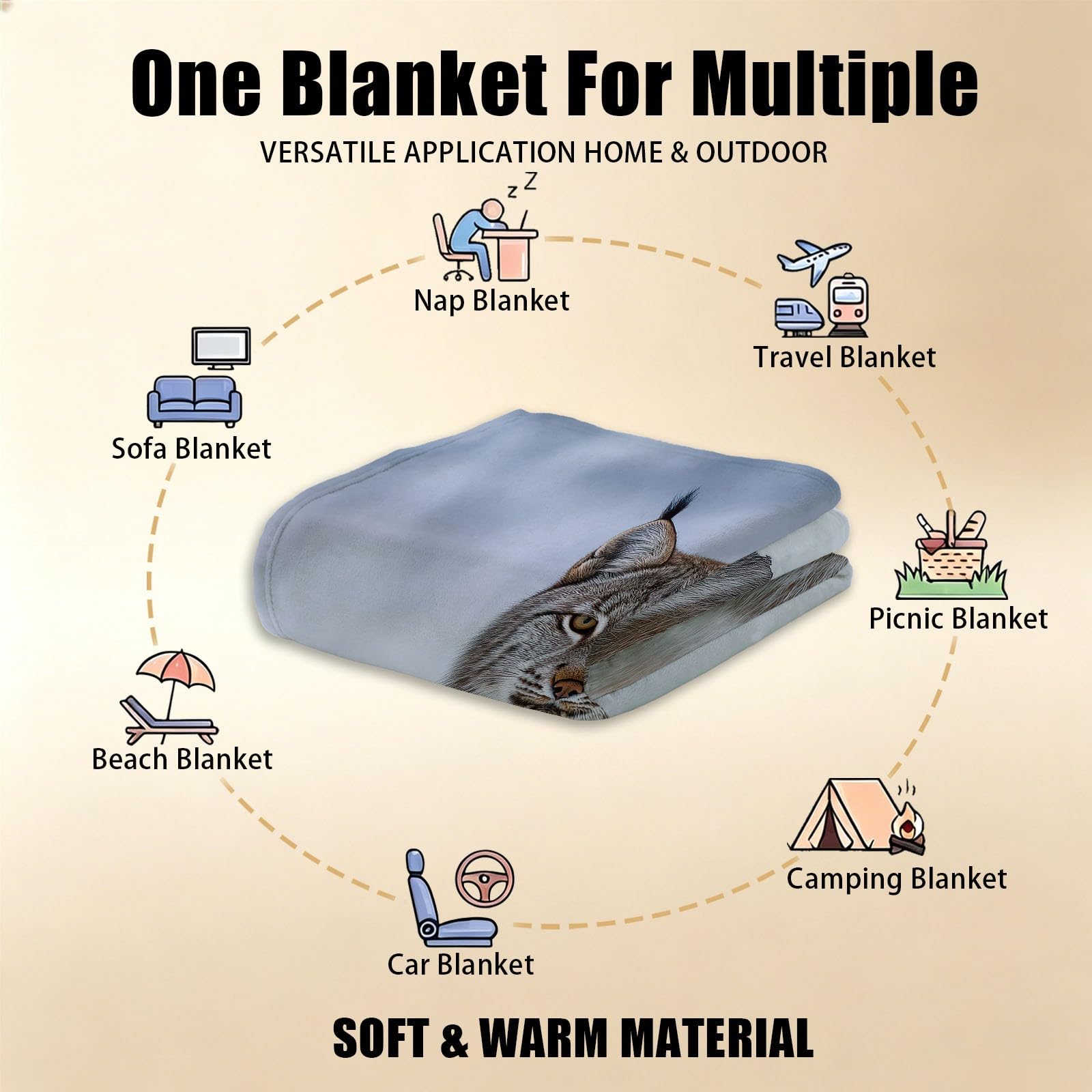 Polaire Couverture 150 x 200 cm, Animal Neige Plaid Flanelle Impression Couverture, Photografie Nature Douce et Confortable Blanket Jeté de Canapé pour Adultes et Enfants, Gris Marron